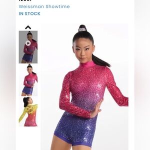 Weissman Hot Pink Sequin Dance Leotard with Light Pink Lining